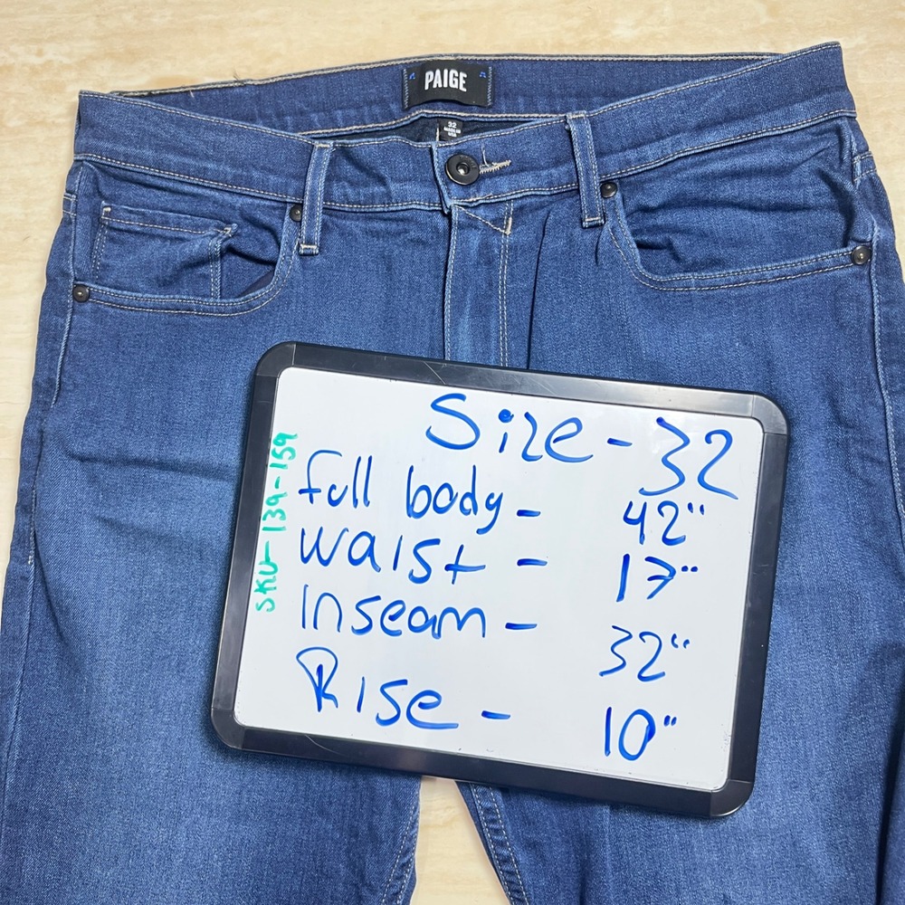 Paige Jeans Womens 32 Blue Straight Leg Denim Medium Wash Made in USA - Picture 10 of 15